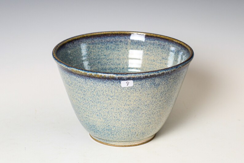 Ceramic Bowl in Blue & White Glaze, Stoneware Cozy Ramen Soup Cereal Serving Bowl 8