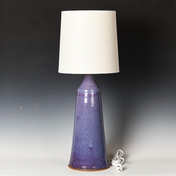 Ceramic Table Lamp | Stoneware Desk Light | Purple Glaze #44