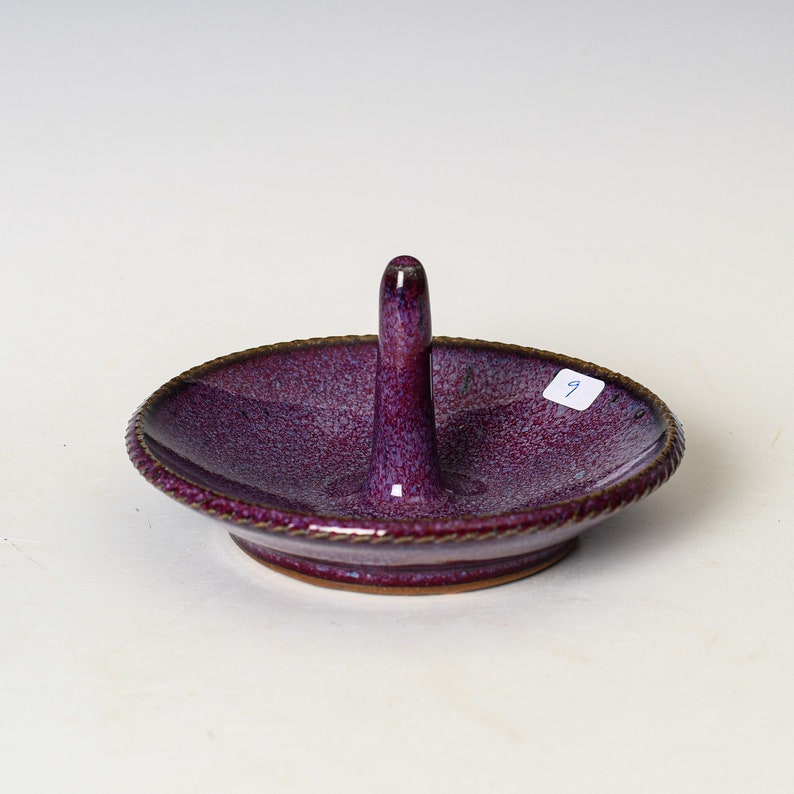 Ring Keeper Holder in Purple Glaze, Handmade Ceramic Unique Jewelry Dish, Clay Trinket Holder 9