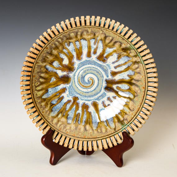 Stoneware Platter, Functional Ceramic Pottery Wall Hanging, Food Safe Plate #14