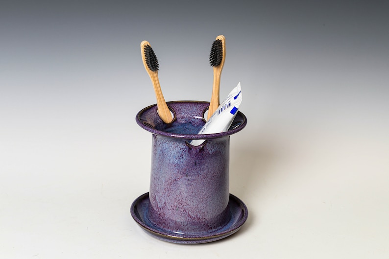 Purple home - toothbrush Holder in Purple Glaze, Ceramic Toothpaste Cup, Dishwasher Safe