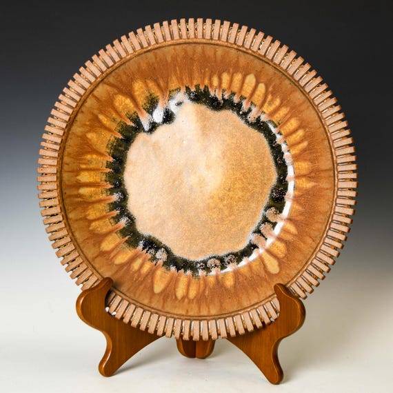 Display Platter, Ceramic Pottery Wall Hanging, Original Living Room Functional Art #7
