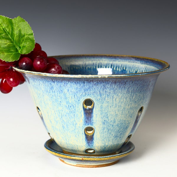 Ceramic Berry Bowl with Catch Dish, Fruit Washing Colander, Wedding Gift, Home Gifts: #9