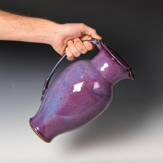 Stoneware Pitcher | Ceramic Flower Vase | Purple Glaze #28