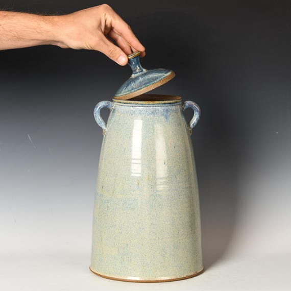 Stoneware Stash Jar | Ceramic Canister | Blue & White Glaze #7