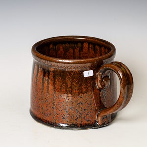 Soup Mug in Red Ash Glaze, Oversized Wide Ceramic Mug, Cappuccino Cereal Ice Cream Bowl SECONDS 1