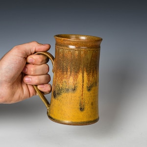Ceramic Large Mug in Yellow Ash Glaze, Stoneware Pottery Mug image 1