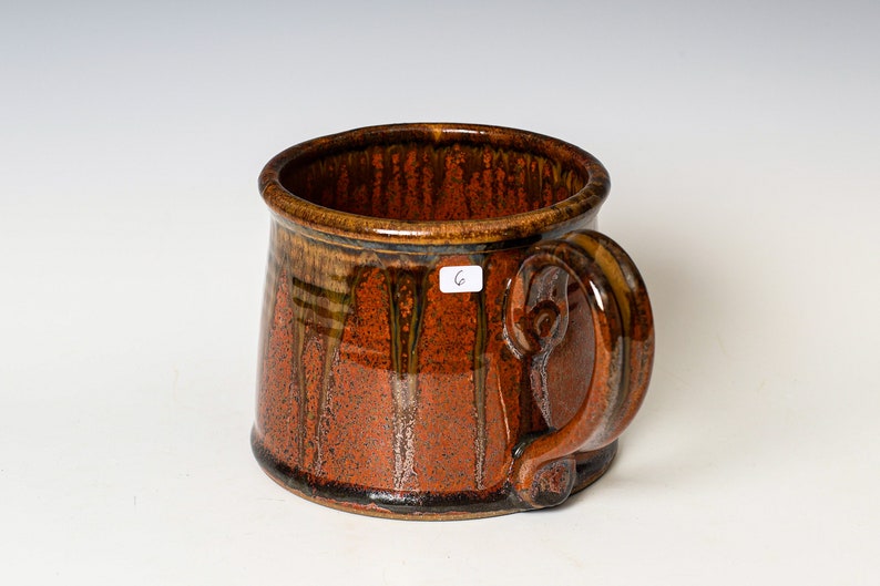 Soup Mug in Red Ash Glaze, Oversized Wide Ceramic Mug, Cappuccino Cereal Ice Cream Bowl SECONDS 6