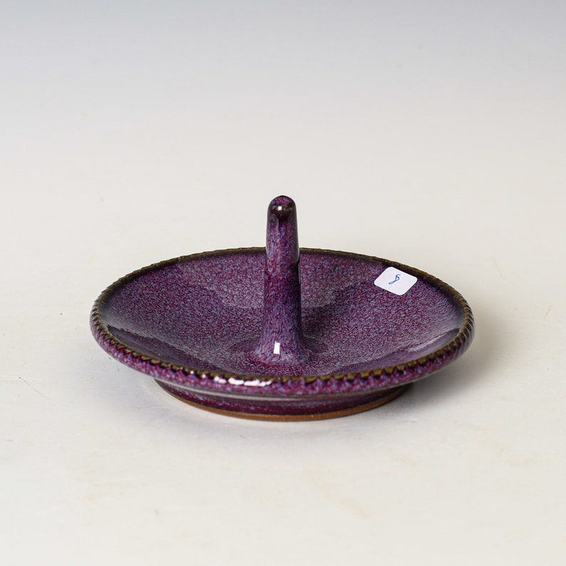 Ring Keeper Holder in Purple Glaze, Handmade Ceramic Unique Jewelry Dish, Clay Trinket Holder 8