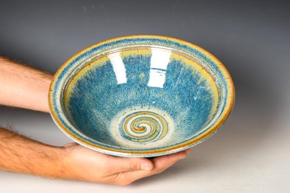 Ceramic Serving / Decorative Bowl / Blue Glaze #97