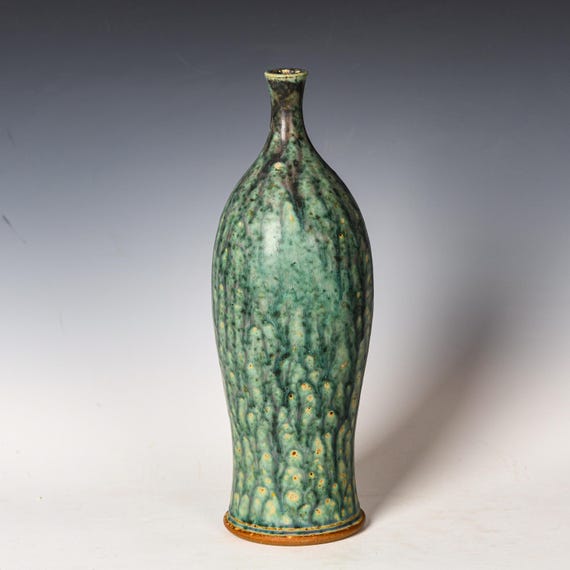 Stoneware Flower Vase | Green Glaze #23