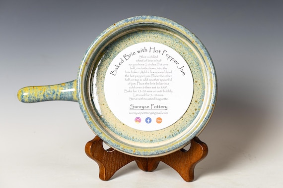 Brie Baker Ceramic Dish | Blue Glaze | Dip Serving Bowl | Recipes Included