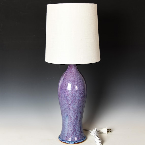 Ceramic Lamp, Purple Stoneware Light #1 - Shade NOT Included