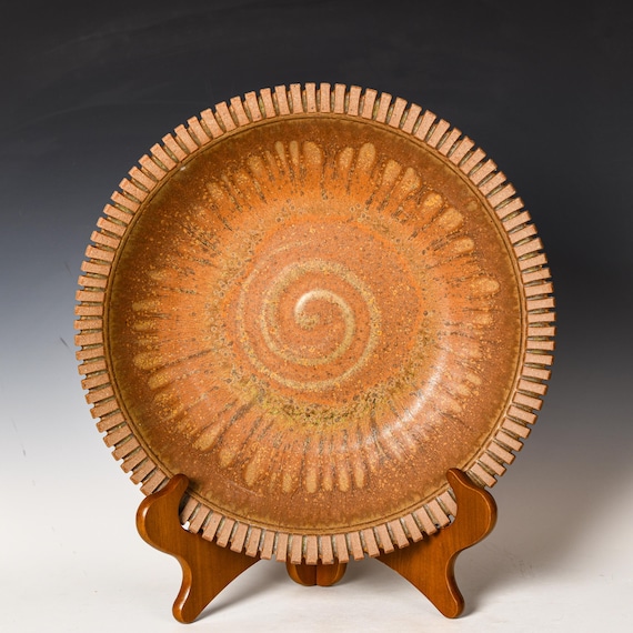 Stoneware Platter, Functional Ceramic Pottery Wall Hanging, Food Safe Plate #30