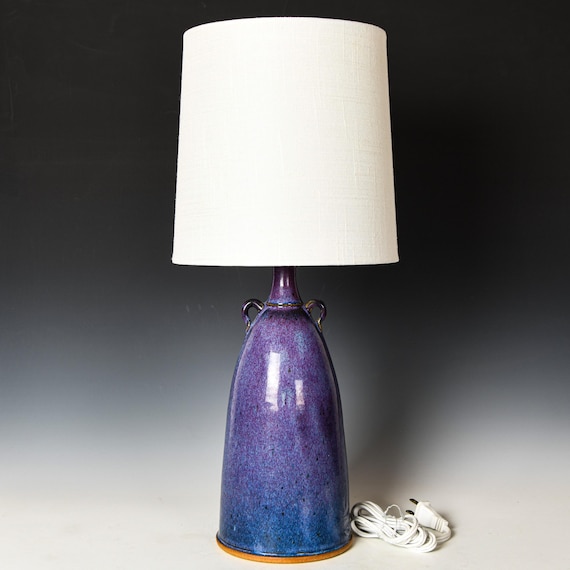 Ceramic Lamp, Purple Glaze Stoneware Light #4 - Shade NOT Included