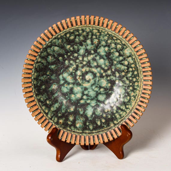 Stoneware Platter, Functional Ceramic Pottery Wall Hanging, Food Safe Plate #25