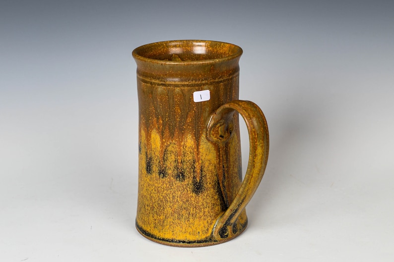 Ceramic Large Mug in Yellow Ash Glaze, Stoneware Pottery Mug image 2