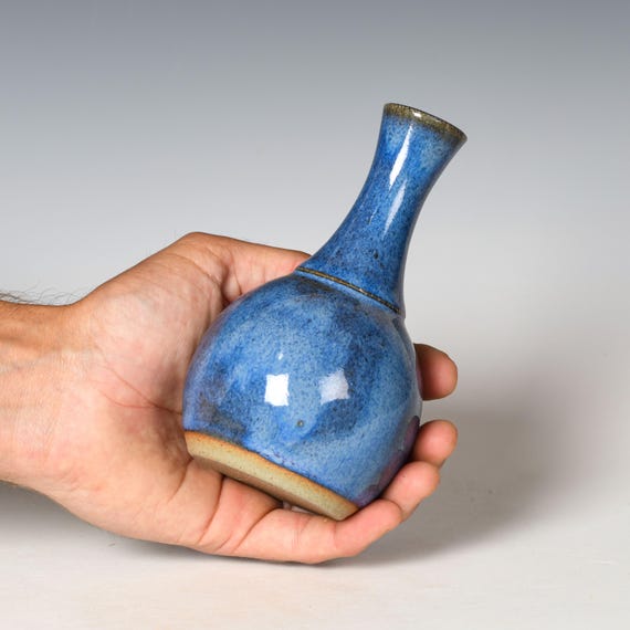 Small Wheel Thrown Flower Bud Vase | Blurple Glaze #21