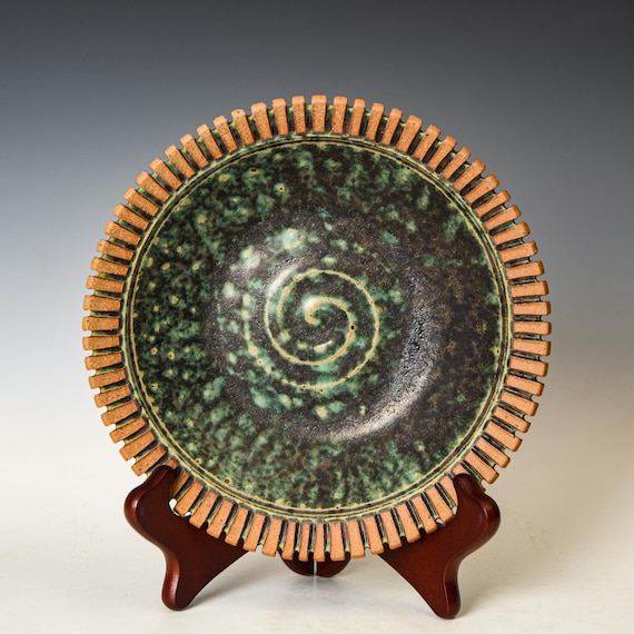Stoneware Platter, Functional Ceramic Pottery Wall Hanging, Food Safe Plate #13