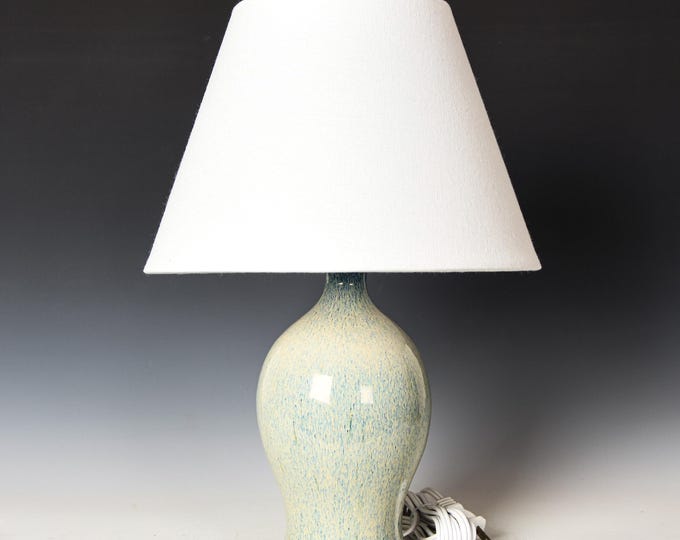 Featured listing image: Ceramic Lamp, Blue & White Glaze Stoneware Light #6 - Shade NOT Included