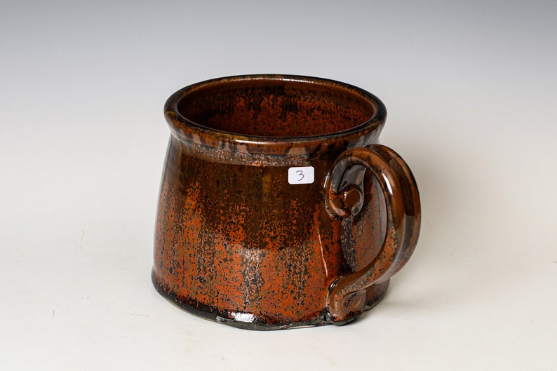 Soup Mug in Red Ash Glaze, Oversized Wide Ceramic Mug, Cappuccino Cereal Ice Cream Bowl SECONDS 3