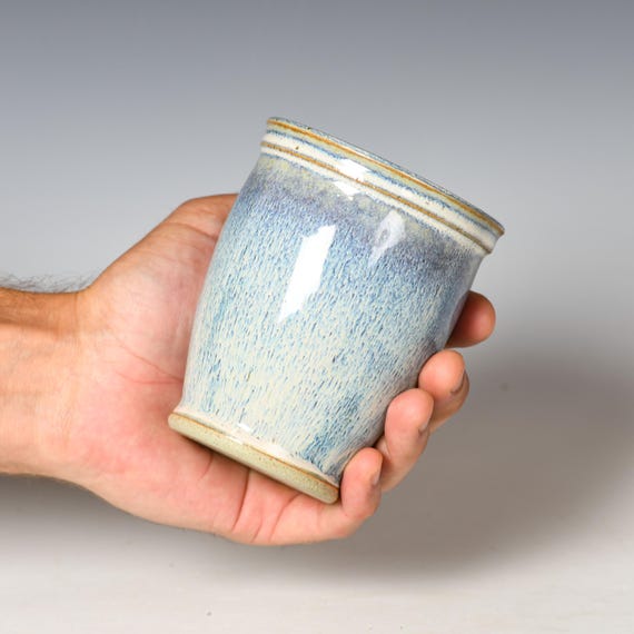 Small Wheel Thrown Flower Bud Vase | Blue & White Glaze #25