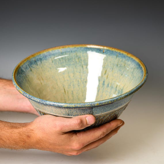 Ceramic Serving / Decorative Food Safe Bowl in Blue & White Glaze #76