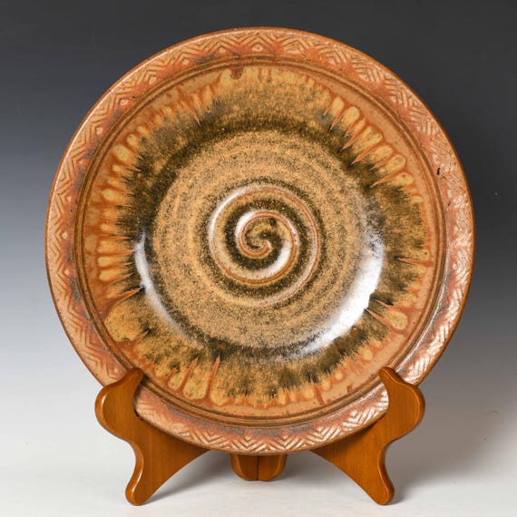 Stoneware Platter, Functional Ceramic Pottery Wall Hanging, Food Safe Plate #34