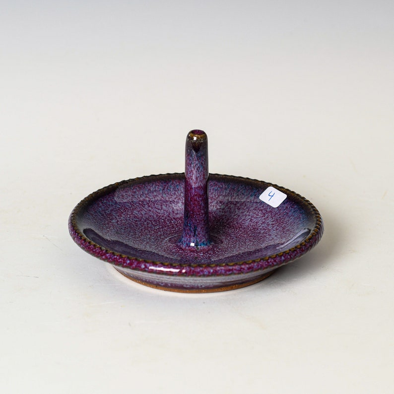 Ring Keeper Holder in Purple Glaze, Handmade Ceramic Unique Jewelry Dish, Clay Trinket Holder 4