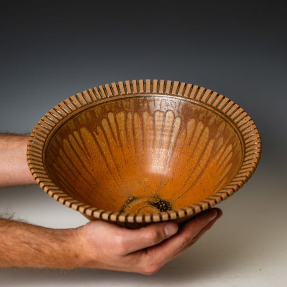 Ceramic Serving / Decorative Bowl in Yellow Ash Glaze #65