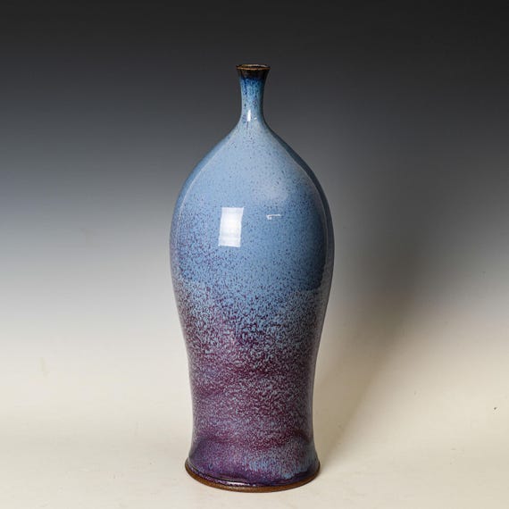Stoneware Flower Vase - Blue & Purple Glaze #7