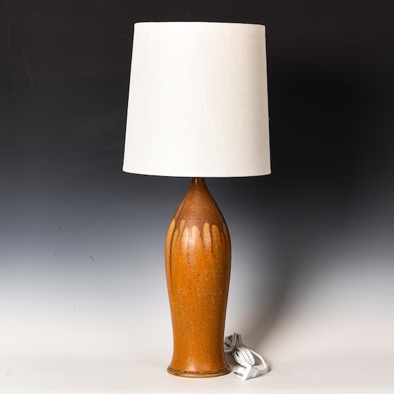 Ceramic Table Lamp | Stoneware Desk Light | Ash Glaze #33