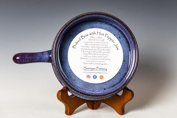 Brie Baker Ceramic Dish | Purple Glaze | Dip Serving Bowl | Recipes Included