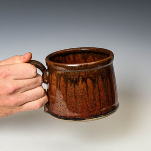 Soup Mug in Red Ash Glaze, Oversized Wide Ceramic Mug, Cappuccino Cereal Ice Cream Bowl SECONDS image 1