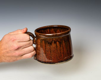 Soup Mug in Red Ash Glaze, Oversized Wide Ceramic Mug, Cappuccino Cereal Ice Cream Bowl ***SECONDS***