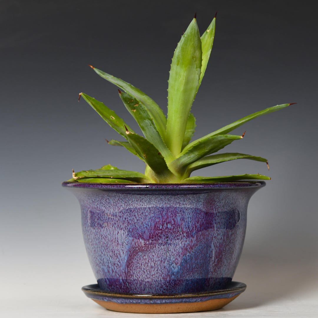 Wheel Thrown Planter With Drainage Holes | Stoneware Plant Pot | Purple ...