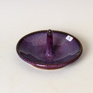 Ring Keeper Holder in Purple Glaze, Handmade Ceramic Unique Jewelry Dish, Clay Trinket Holder 3