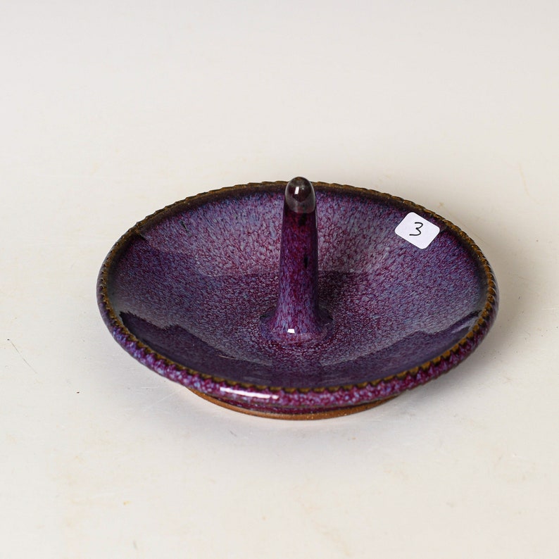 Ring Keeper Holder in Purple Glaze, Handmade Ceramic Unique Jewelry Dish, Clay Trinket Holder 3