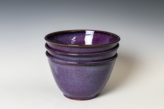 Ceramic Bowl in Purple Glaze, Stoneware Cozy Ramen Soup Cereal Serving Bowl