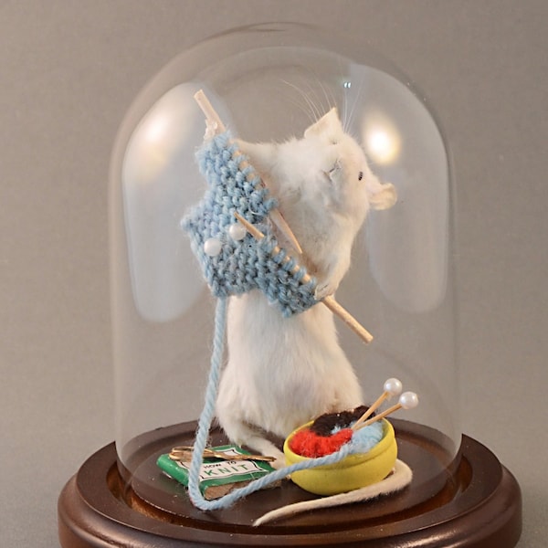 ANY COLOR Knitting Sweater Taxidermy Mouse Anthropomorphic Knitter