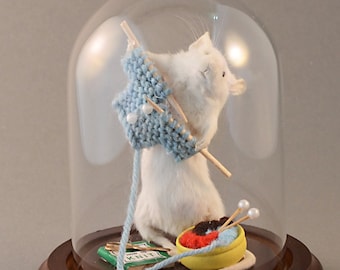 ANY COLOR Knitting Sweater Taxidermy Mouse Anthropomorphic Knitter
