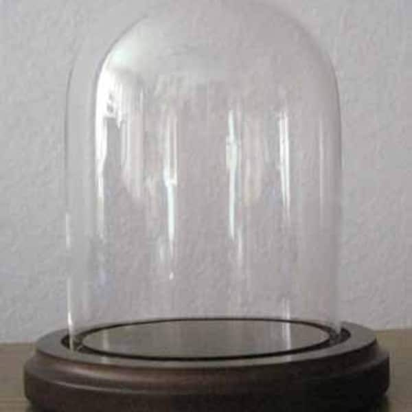 Bell Jar 4x7 Tall Medium Glass Dome with Wood Base