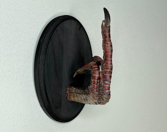 XL Taxidermy Middle Finger THE BIRD Turkey Black Wood Wall Plaque