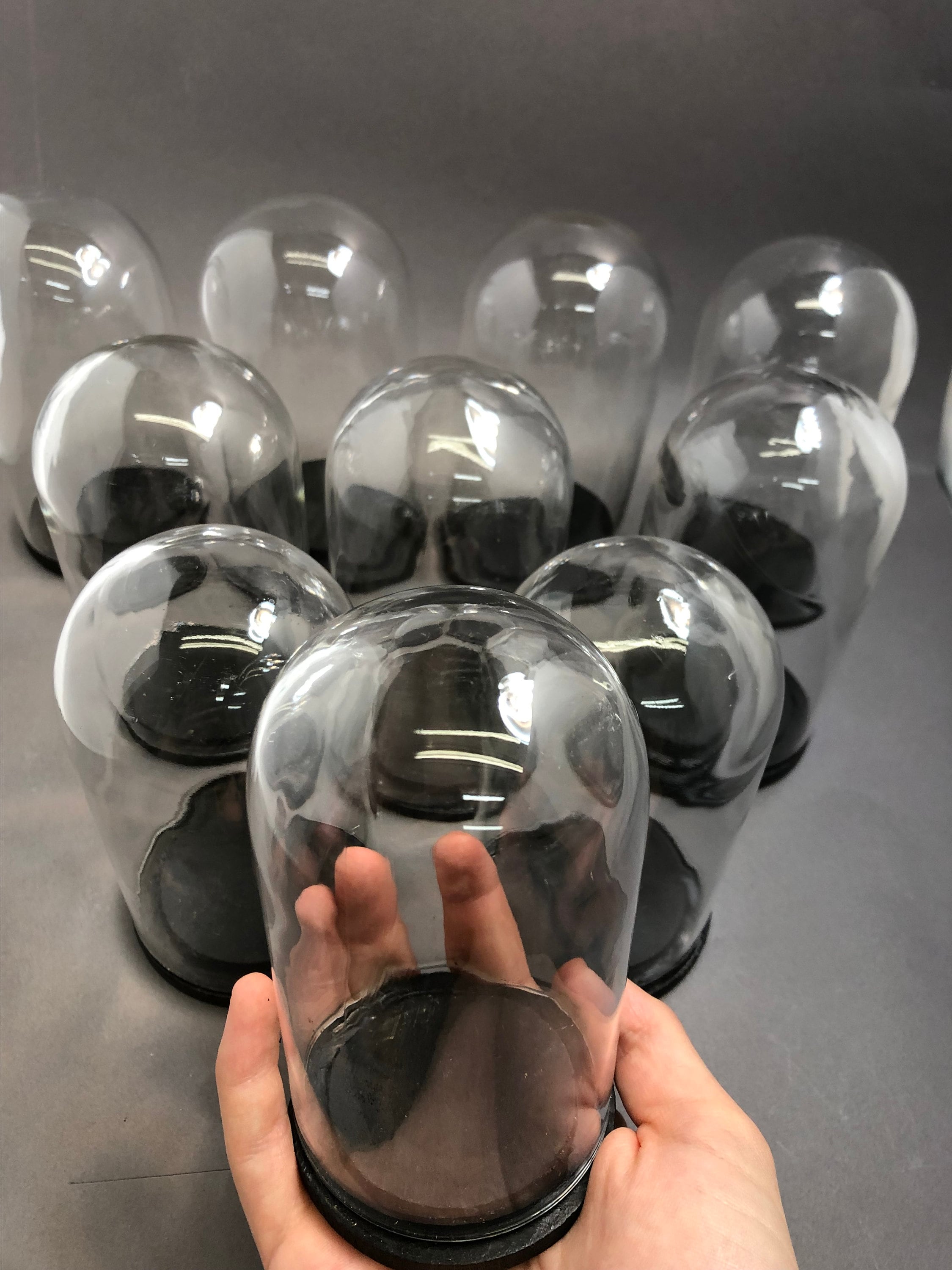 Vintage 5x2.5 Glass Dome Bell Jar Black Wood Base Etsy