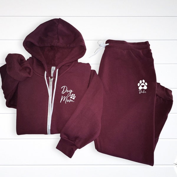 Dog mom zip up hoodie sweats personalized, Dog lover hoodie, custom zip up hoodie sweatpants set, Gift for dog lover, Pet Memorial Gift