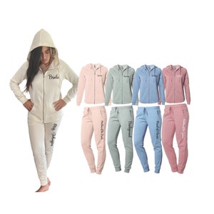 Getting ready outfit for bridesmaids and bride, bridal party custom zip up hoodie and custom sweatpants set, bride zip up, bridesmaids gifts