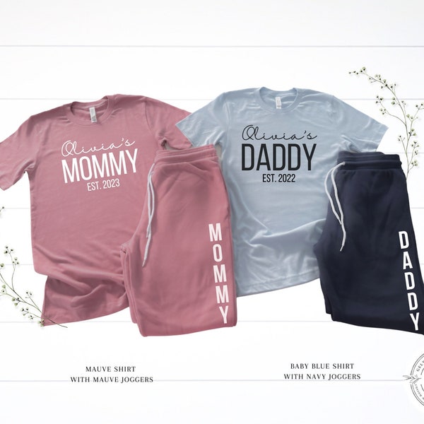 Coming home outfit for mom and dad, mom and dad hospital shirt, sweatpants and shirt set, new mom and dad gift, personalized babyshower gift