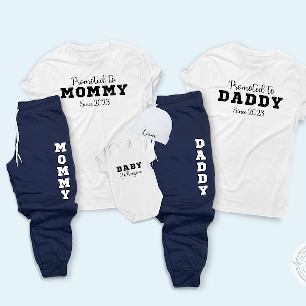 Mom dad baby hospital outfit, family matching maternity labor delivery mom dad shirt sweatpants, new mom lounge wear gift set for babyshower