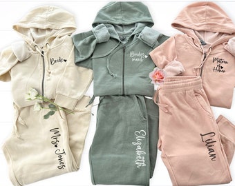 Bridesmaid Pajama Set: Personalized Zip Hoodie & Joggers