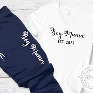 Boy mama coming home outfit, two piece set, lounge set for women, personalized new mom gift set, mom tee and sweatpants, postpartum gift